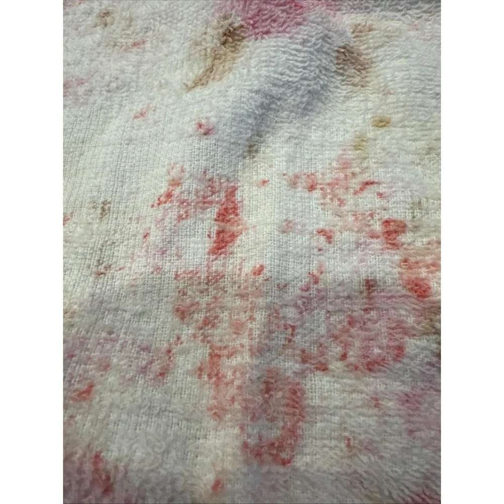 VTG‎ Pair 2 Pink Floral Bathroom Hand Towels Round Hanging Grandma Made 16